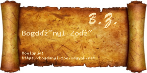 Bogdányi Zoé névjegykártya